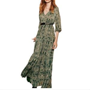 Anthropologie Ecote Tiered boho Botanical   Maxi Dress Size S
